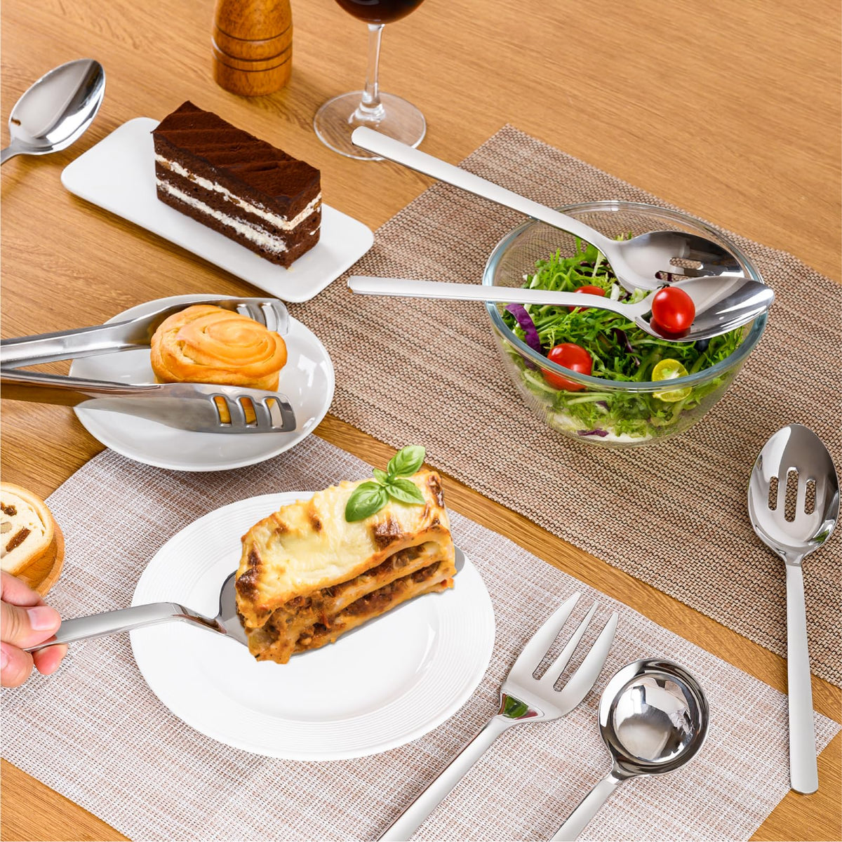 Kingstone Serving Utensils Set, 8 Piece, Silver