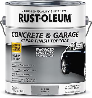 Rust-Oleum Concrete & Garage Matte Clear Topcoat | Protective Clear Coat, Hot Tire Resistant, Interior Garage Floors, Chemical And Stain Resistance, Gallon