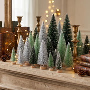 Hatisan Mini Christmas Trees, 30 Pack, Silver Green
