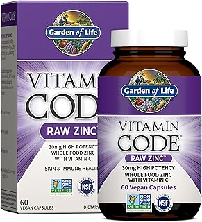 Garden of Life Vitamin Code Raw Zinc Supplement 30mg, 60 Vegan Capsules