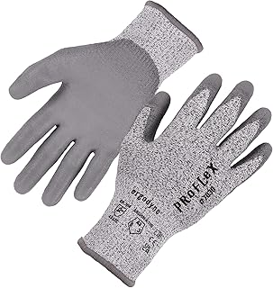 Ergodyne ProFlex 7030 Cut Resistant Work Gloves, ANSI A3, PU Coated Palms for Flexible No Slip Grip, Abrasion Resistant, 13g, Gray, Medium
