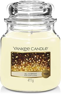 Yankee Candle All is Bright Medium Jar Candle, White