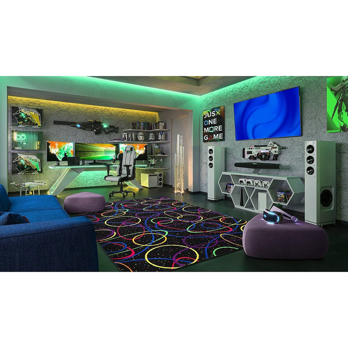 Fluorescent Looped 4' x 6' Area Rug by Joy Carpets – 4' x 6' (Rectangular), Nylon, Fluorescent, Model 450N