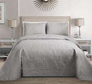 Fancy Collection Embossed Coverlet Bedspread Over Size Set Solid # Austin (Silver, King/California King)