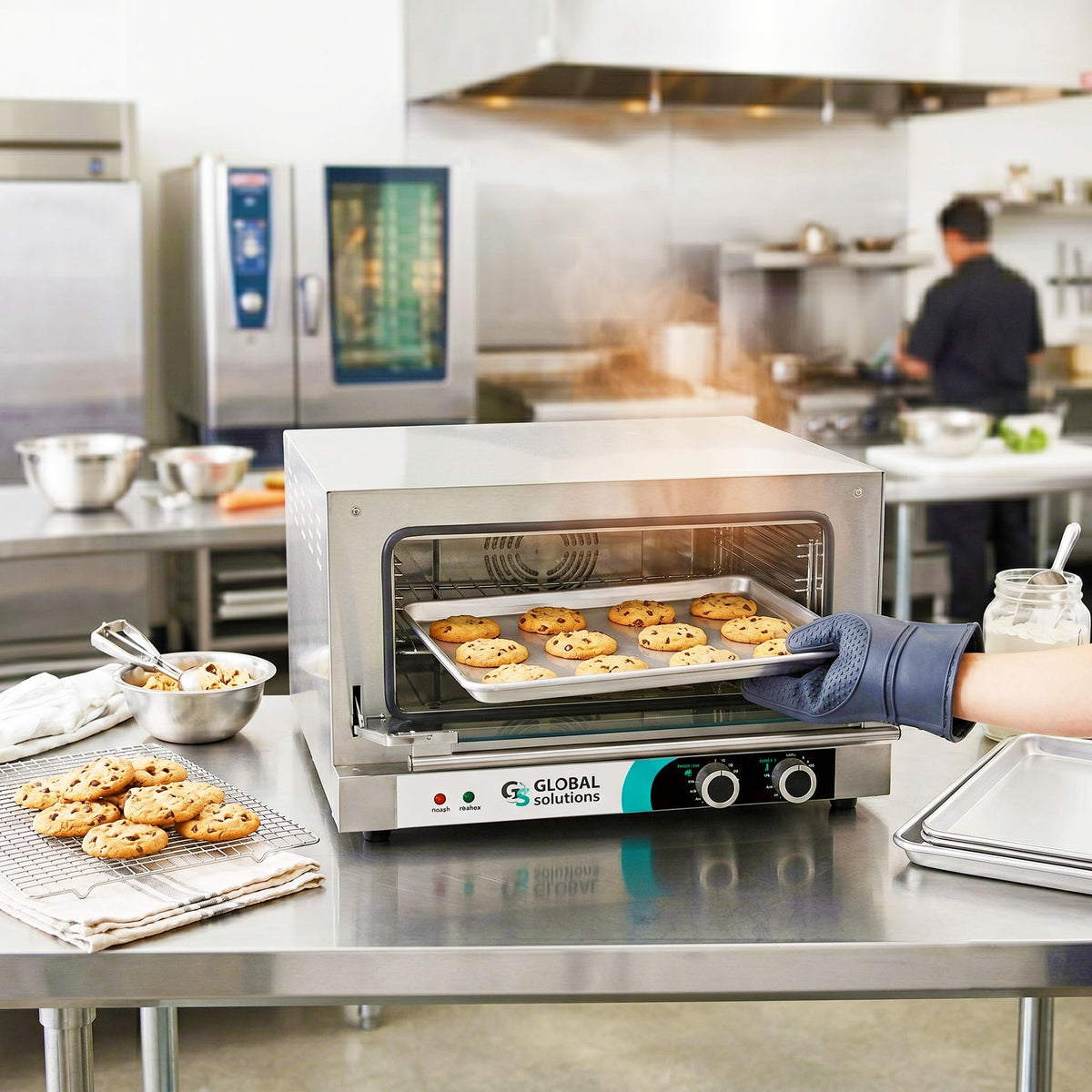 Countertop Convection Oven by Global Solutions – 22.875" x 22.438" x 16", 1.5 cubic_feet, Stainless Steel, Silver, Model GS1741