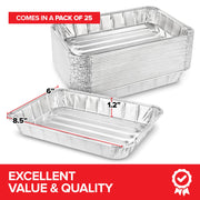 25 Pack- Mini Toaster-Oven Broiler Pans by Stock Your Home – 8.5" x 6", Aluminum, Silver, Pack of 25, Model Stock Your Home 2107