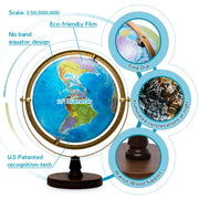 with Interactive APP & LED Illuminated Constellations at Night by SJSMARTGLOBE – Original, Wood, Blue, Model SJE-260-GASW2