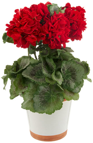 Geranium Silk Plant by Nearly Natural – 10.25" x 10.25" x 17.5", Silk, Red, Model 4691