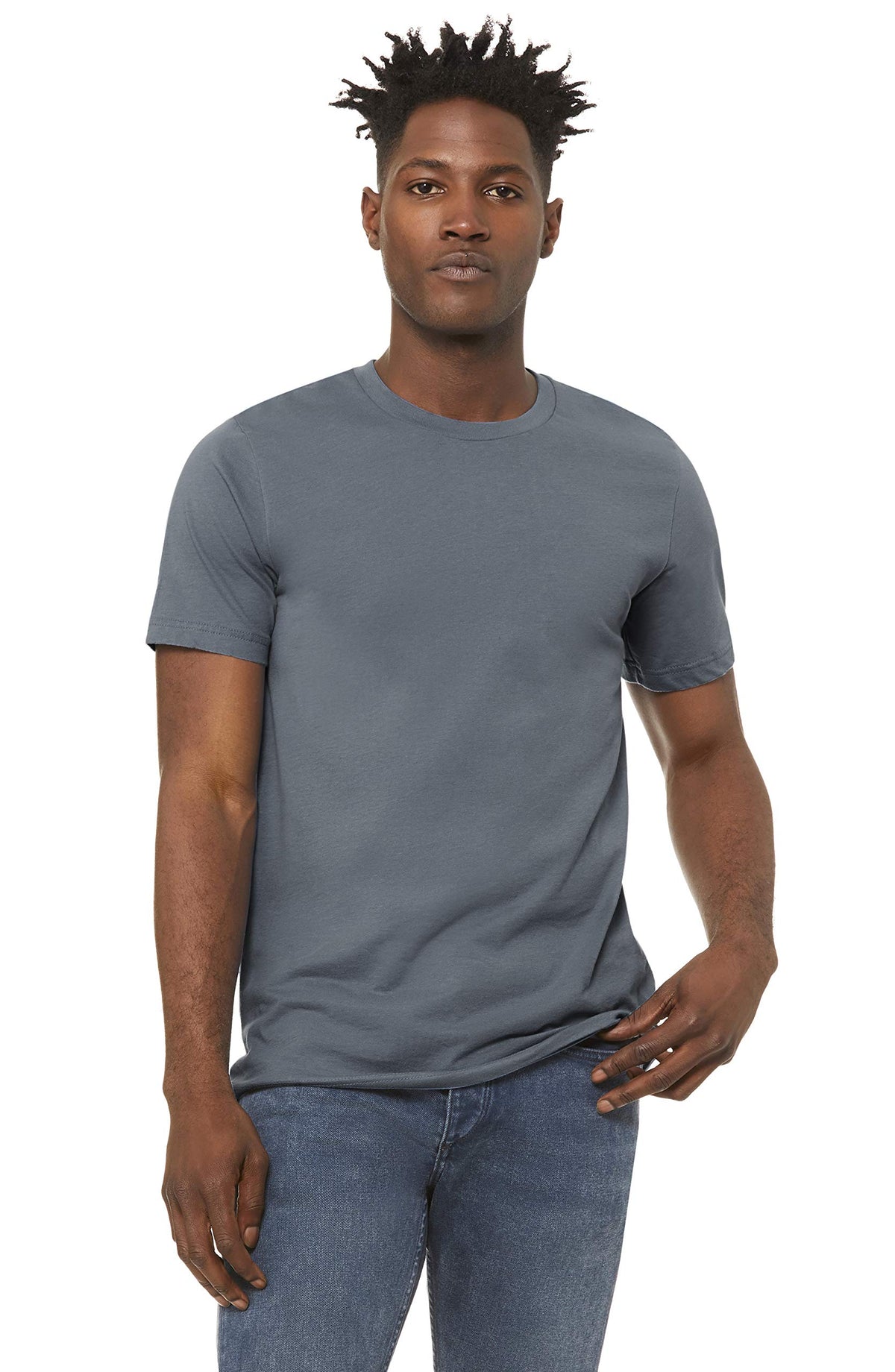 Bella + Canvas X-Large / Steel Blue / Round Neckline, Short Sleeves, Regular Fit, Crew Neck, Sleeve, Sueded Jersey T-Shirts