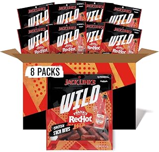 Jack Link's Wild Frank's RedHot Mini Chicken Stick Bites - Ready to Eat Protein Snacks - 7g of Protein per Serving - (8 Count) 4 oz Bags