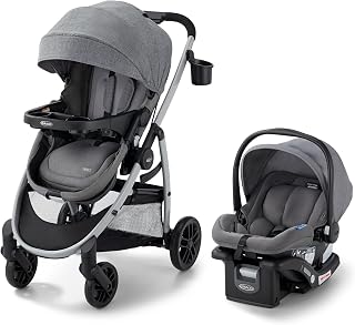 Graco Modes Pramette Travel System, Car Seat and Stroller Combo, Includes SnugRide LX Infant Car Seat and Baby Stroller, 3 Modes: Car Seat Carrier, Pramette, Toddler Stroller, Ellington
