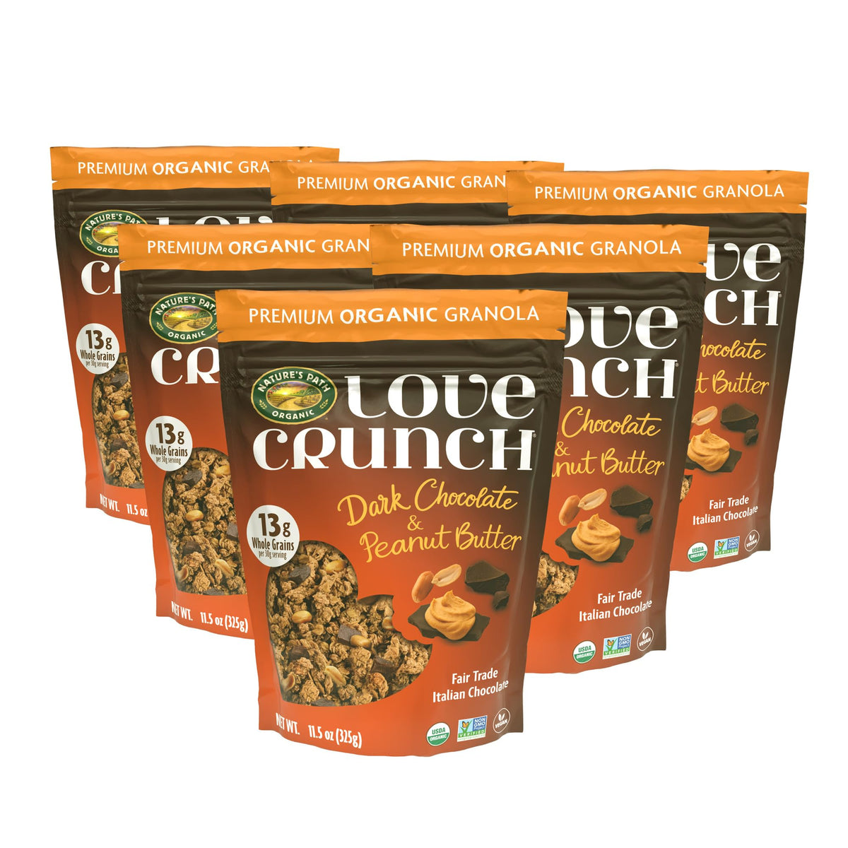 Dark Chocolate & Peanut Butter Granola by Love Crunch – 11.5 Ounce (Pack of 6), Pack of 6, Model 16207U2