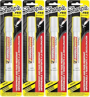 Sharpie Pro Mean Streak Permanent Marking Stick, Bullet Tip, White, 4 Count