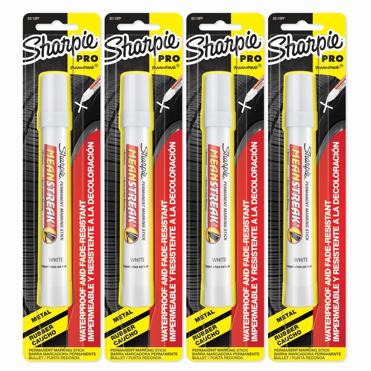 Pro Mean Streak Permanent Marking Stick by Sharpie – 1 Count (Pack of 4), White, Pack of 4, Model 85118PP4PK