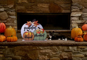 Cynosa Wooden Pumpkin Table Sign, Blessed Grateful Thankful, Yellow