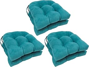 Blazing Needles 16-inch U-Shaped Indoor Microsuede Chair Cushions (Set of 2, 4, or 6) Aqua Blue Set of 6