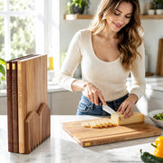 Wnfou Book Shaped Cutting Board Set, 13 x 7.8 Inch, Natural Wood
