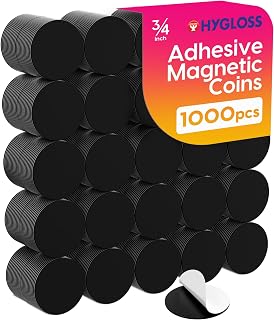 Hygloss 1000 Pcs Magnetic Dots with Adhesive Backing – 3/4-Inch Round Sticky Magnet Dots – Small Magnets for Crafts – Thin Flat Circle Magnetic Stickers for Fridge, Classroom, Whiteboard, Pictures