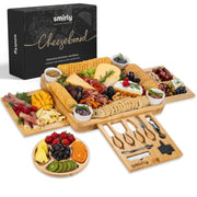 Smirly Bamboo Charcuterie Board Set, 15.7 x 13.3 Inch