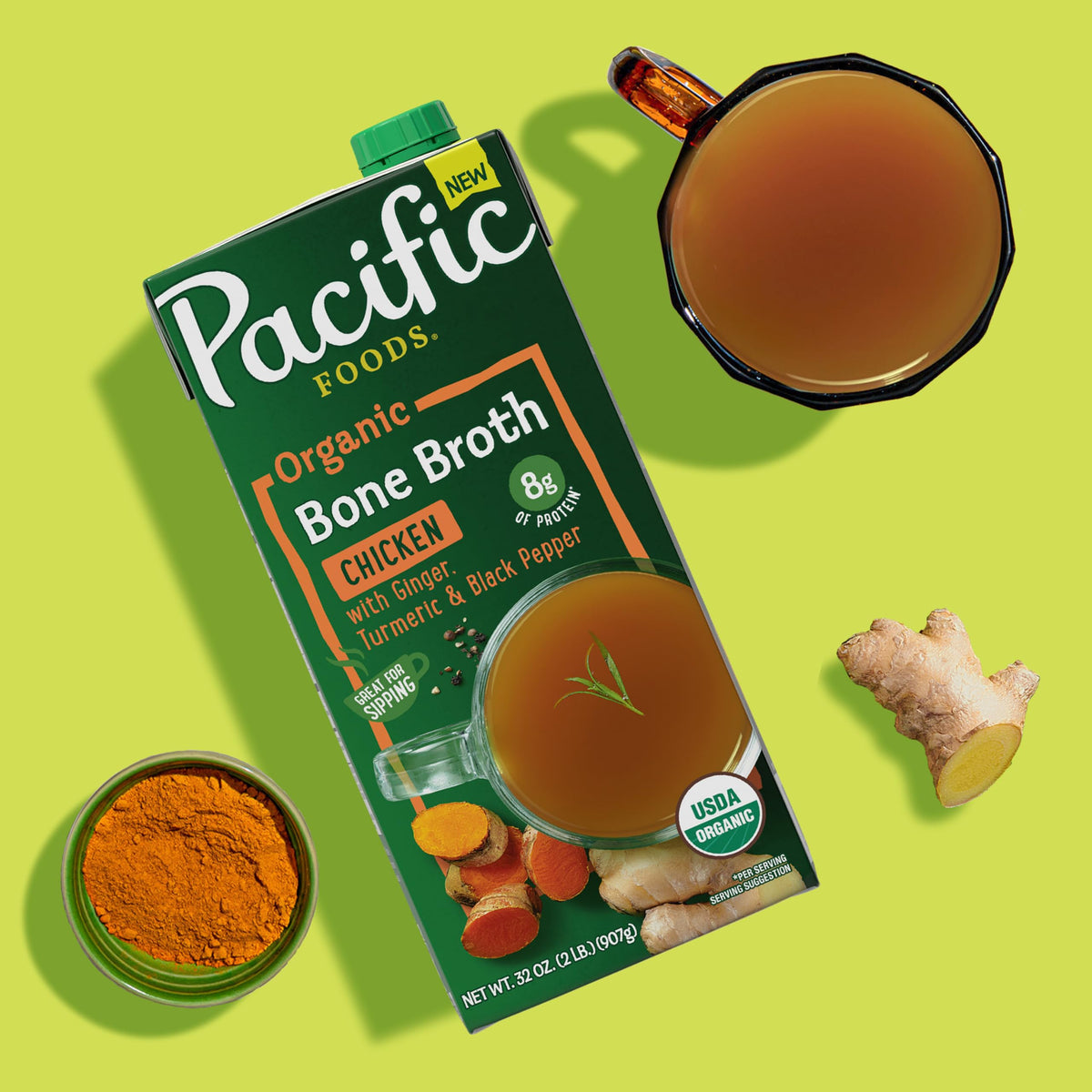 Organic Turmeric Ginger Black Pepper Bone Broth by Pacific Foods – 32 Ounce (Pack of 1)
