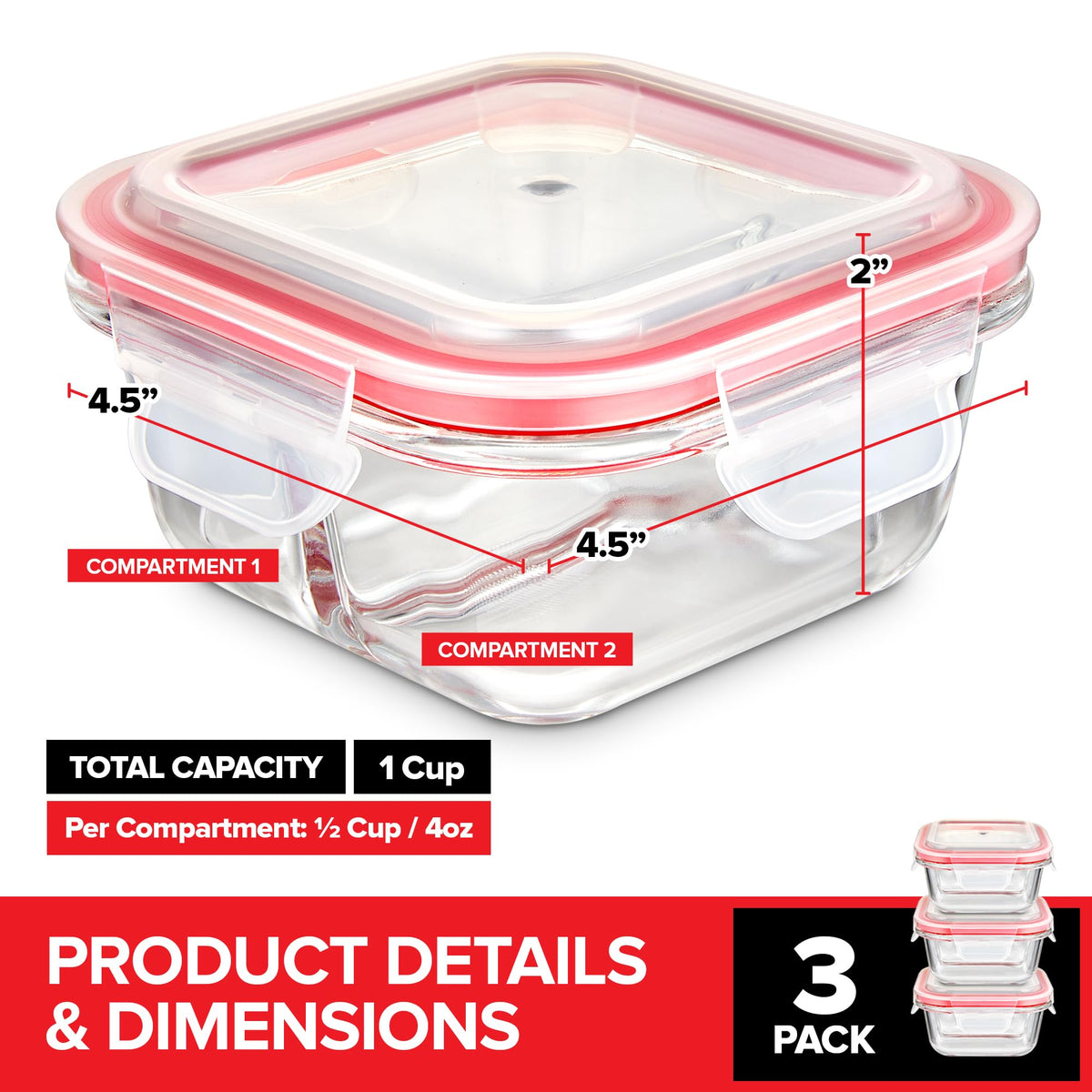 Stock Your Home 8oz / 3 Pack / 237.0 milliliters Container Sets