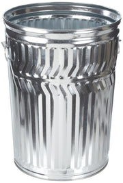 Galvanized Steel 32-Gallon Light Duty Trash Can by Witt Industries – Round, 32.0 gallons, Galvanized Steel, Silver, Model WCD32C