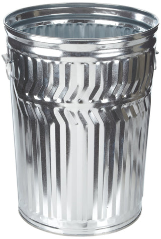 Galvanized Steel 32-Gallon Light Duty Trash Can by Witt Industries – Round, 32.0 gallons, Galvanized Steel, Silver, Model WCD32C