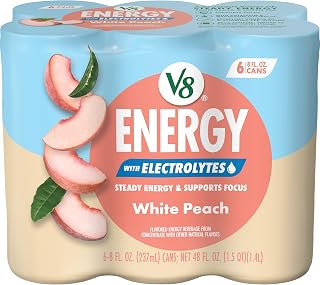 V8 Energy White Peach Beverage, 6 Count 8 Fl Oz