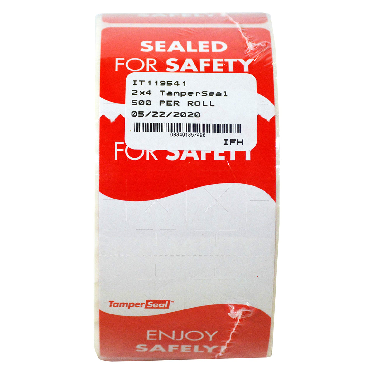 TamperSeal Tamper-Evident 2" x 4" Writable Delivery Label (Roll of 500) by DayMark Safety Systems – 500 Count (Pack of 1), Paper, Red/White, Model IT119541