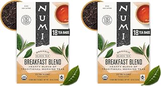 Numi Organic Tea Breakfast Blend, 18 Count Box of Tea Bags, Black Tea (Packaging May Vary) (Pack of 2)