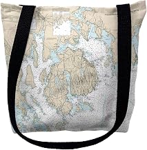 Betsy Drake TY13312MTM 16 x 16 in. Frenchman & Blue Hill Bays Maine Nautical Map Tote Bag - Medium