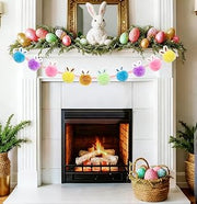 Easter Decorations Garland Cute Short Plush Bunny Garland Felt Ears Easter Banner Decorations