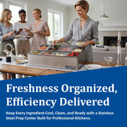 Ez-Chill Food Prep Center Self-Service with Hinged Lid for Bars by San Jamar – 8 Pans, 0.0 ounces, Stainless Steel, Stainless, Model FP9248FL
