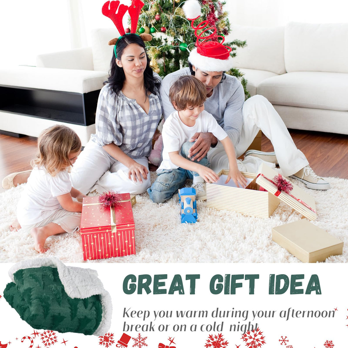 Remagr Christmas Tree Throw, 50 x 60 Inches, Green