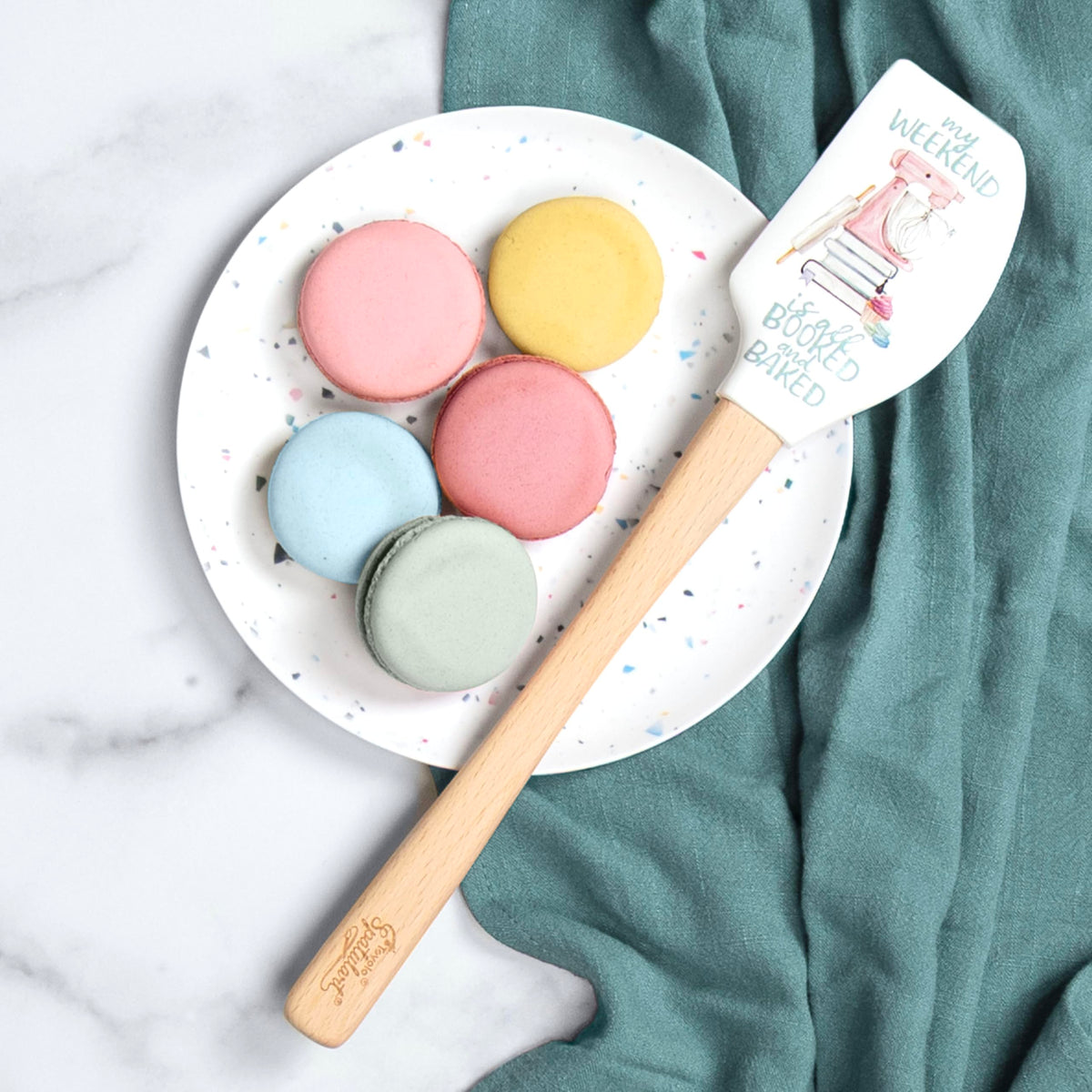 Spatulart ‘Booked & Baked’ Silicone Spatula with Wood Handle by Tovolo – 12.6 inches, Beech, Booked & Baked, Model 1000597
