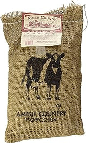 Amish Country Popcorn 2 lbs Burlap Bag | Medium White Popcorn Kernels | Old Fashioned, Non-GMO and Gluten Free