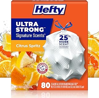 Hefty Ultra Strong Signature Scents 13G Trash Bags, Citrus Spritz, 80ct