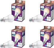 PHILIPS Smart LED 60W A19 Tunable White Light Bulb, 4-Pack | 2700-6500K, 800 Lumens, E26, Indoor Use Control with Voice or App, Matter Compatible