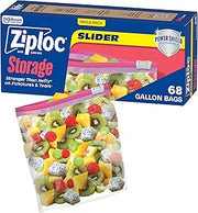 Ziploc Gallon Food Storage Slider Bags, Durable, 68 Count
