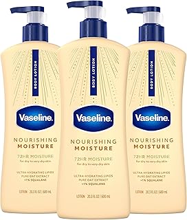 Vaseline Nourishing Moisture Body Lotion Dry Skin + Oat Extract 20.3oz 3ct