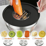 Umite Chef Stainless Steel Mixing Bowl Set, 26 Piece with Lids and Graters, Carbon Black