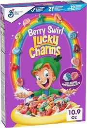 Lucky Charms Berry Swirl Breakfast Cereal with Marshmallows, Kids Breakfast Cereal, Made with Whole Grain, 10.9 oz