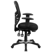 Nicholas Mid-Back Black Mesh Multifunction Executive Swivel Ergonomic Office Chair with Adjustable Arms by Flash Furniture – 4 Pack, Model 4-HL-0001-GG