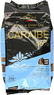 VALRHONA Dark Chocolate - 66% Cacao - Caraibe - 6 lbs 9 oz bag of feves