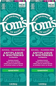 Tom's of Maine Fluoride-Free Antiplaque & Whitening Natural Toothpaste, 5.5 Ounce (Pack of 2) - Packaging May Vary