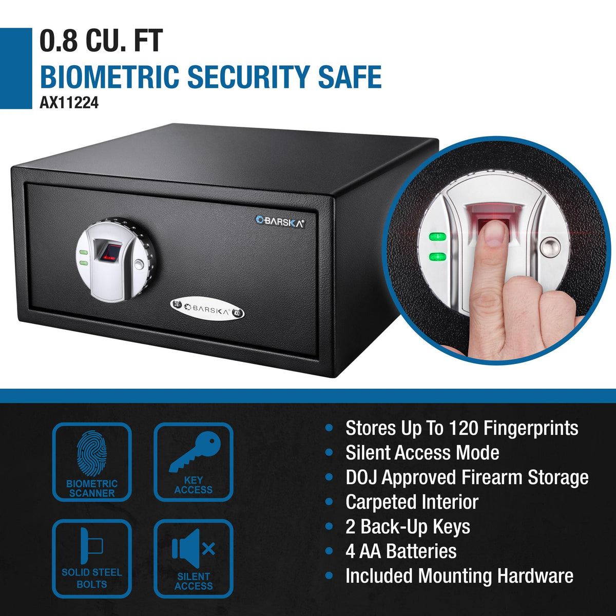 Barska Black / 0.29 Cu Ft / Front Opening Standard Cabinet Safes