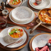 Leaf Stitch 12-Piece Dinnerware Set Service for 4 red by Corelle – Glass, White, Pack of 12, Model 3705