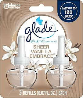 Glade PlugIns Refills Air Freshener, Scented and Essential Oils for Home and Bathroom, Sheer Vanilla Embrace, 1.34 Oz, 2 Count (Pack of 6)