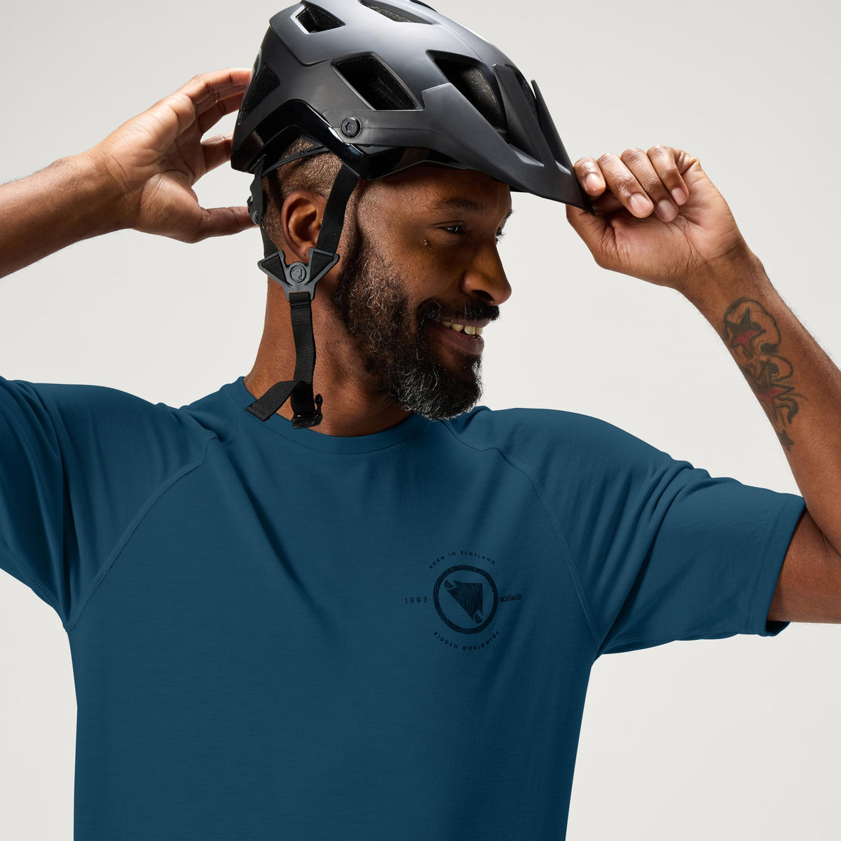 Mens Loop Short Sleeve Cycling Tech Tee Barra Blue by Endura – Small, Barra Blue, Model MLoopSSTechTee1.0