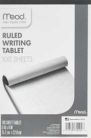 Mead 70102 Ruled Writing Tablet Notpads, 3.75" X 6.12", 100 Count